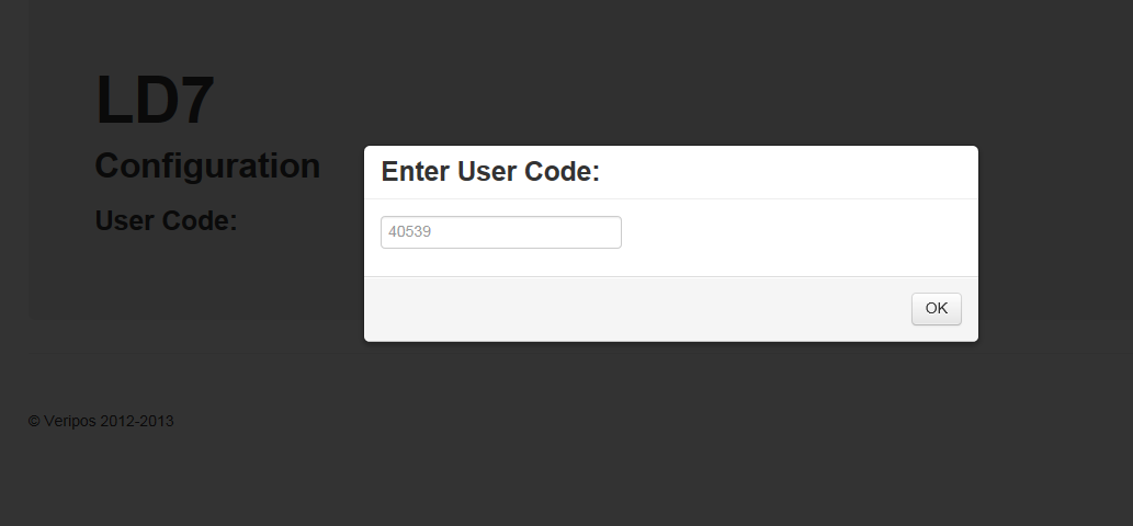 enter the unit code into the field when prompted and click OK